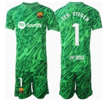 Barcelona Ter Stegen #1 Bramkarskie Koszulka Wyjazdowa dzieci 2024-25 Krótki Rękaw (+ krótkie spodenki)
